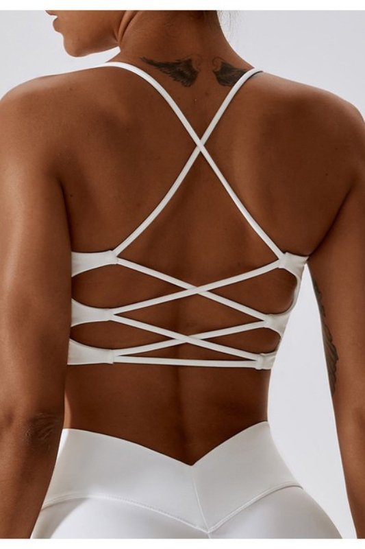 Amelia Strappy Back Sports Bra Active Crop Top - STYLED BY ALX COUTURESports Bra