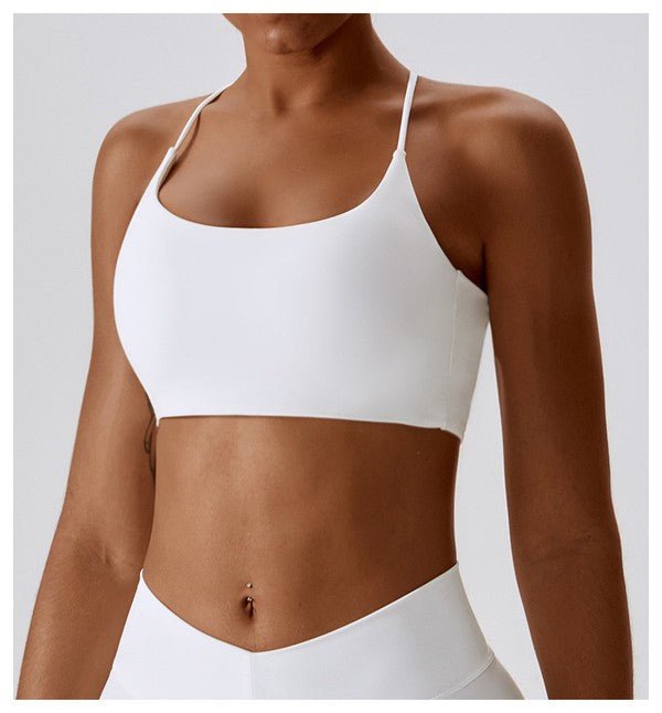 Amelia Strappy Back Sports Bra Active Crop Top - STYLED BY ALX COUTURESports Bra