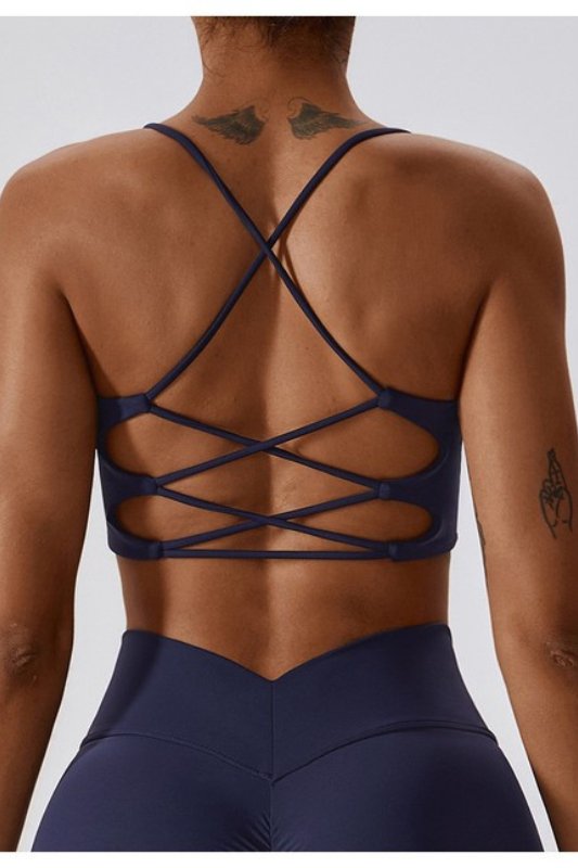 Amelia Strappy Back Sports Bra Active Crop Top - STYLED BY ALX COUTURESports Bra