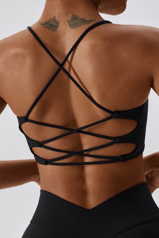 Amelia Strappy Back Sports Bra Active Crop Top - STYLED BY ALX COUTURESports Bra