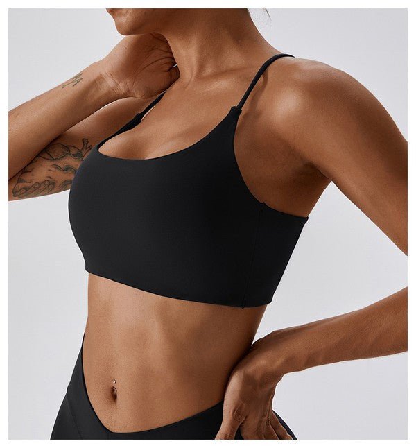 Amelia Strappy Back Sports Bra Active Crop Top - STYLED BY ALX COUTURESports Bra