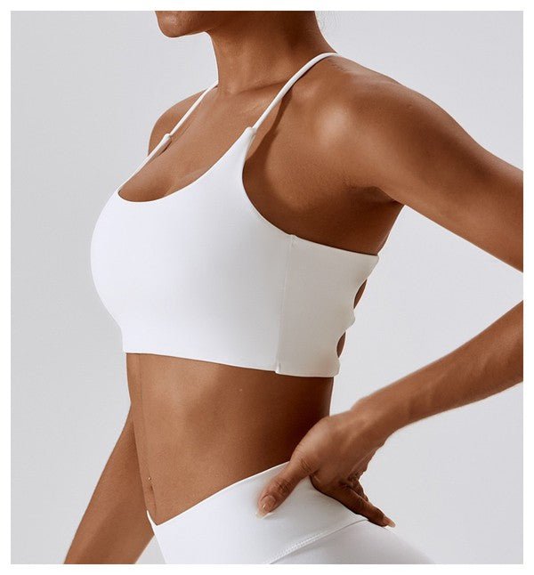 Amelia Strappy Back Sports Bra Active Crop Top - STYLED BY ALX COUTURESports Bra