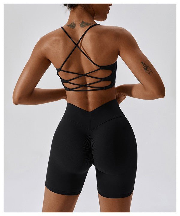 Amelia Strappy Back Sports Bra Active Crop Top - STYLED BY ALX COUTURESports Bra