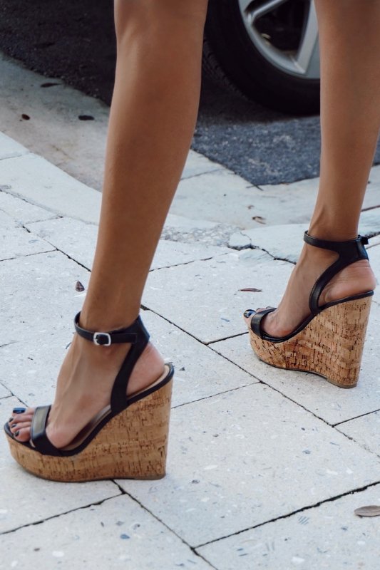 Amora Black Cork Wedge - STYLED BY ALX COUTUREWedge Heels