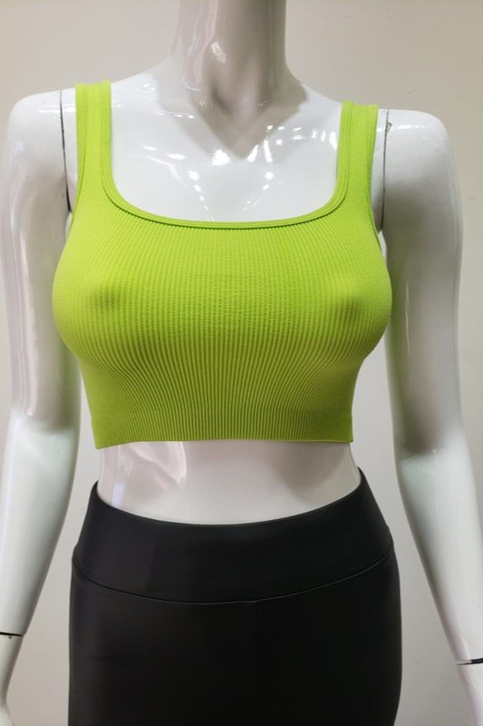 Apple Ribbed Scoop Neck Seamless Crop Top - STYLED BY ALX COUTUREShirts & Tops