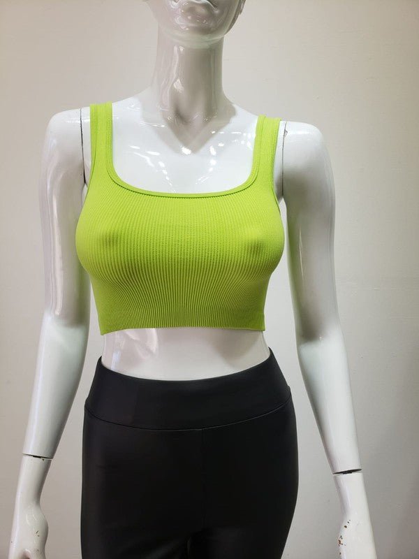 Apple Ribbed Scoop Neck Seamless Crop Top - STYLED BY ALX COUTUREShirts & Tops