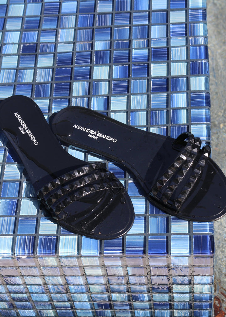 Aria B Black Slide Sandals - STYLED BY ALX COUTURESlide Sandals