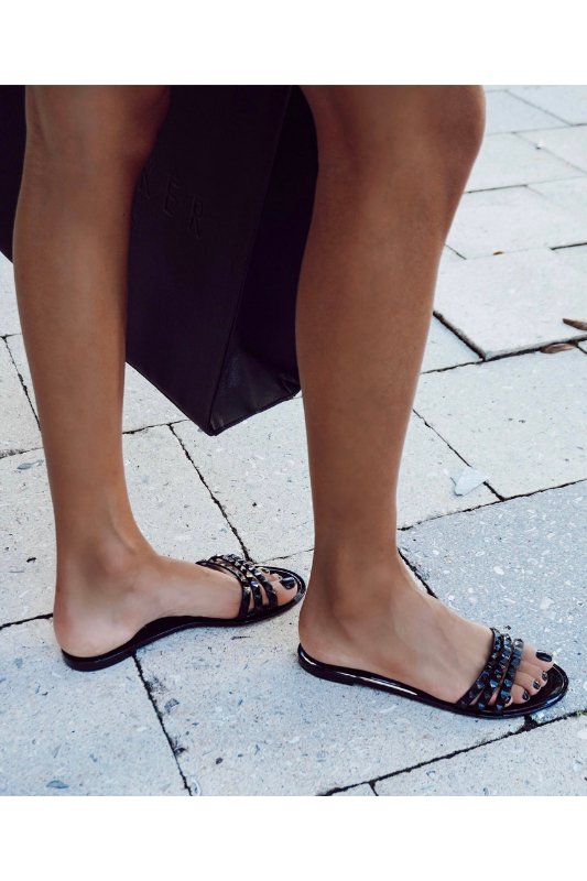 Aria B Black Slide Sandals - STYLED BY ALX COUTURESlide Sandals