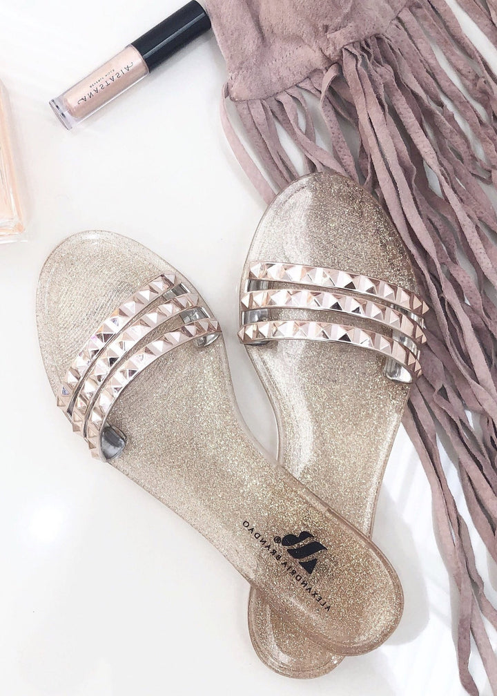 Aria B Rose Gold Slide Sandals - STYLED BY ALX COUTURESlide Sandals