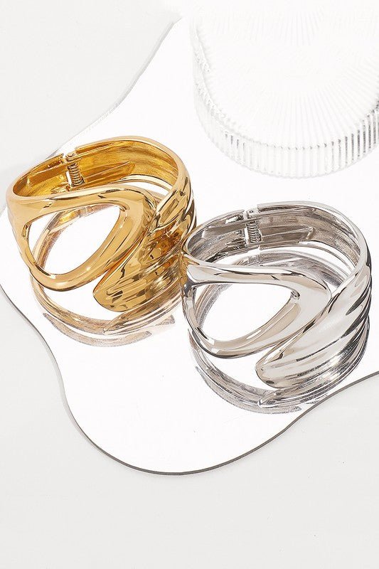 Asymmetrical Geometric Metal Bangle Bracelet - STYLED BY ALX COUTUREBracelets