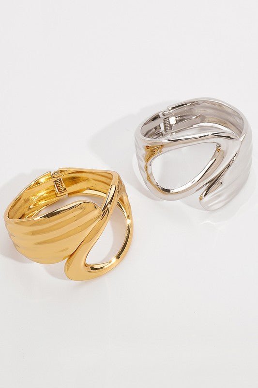 Asymmetrical Geometric Metal Bangle Bracelet - STYLED BY ALX COUTUREBracelets