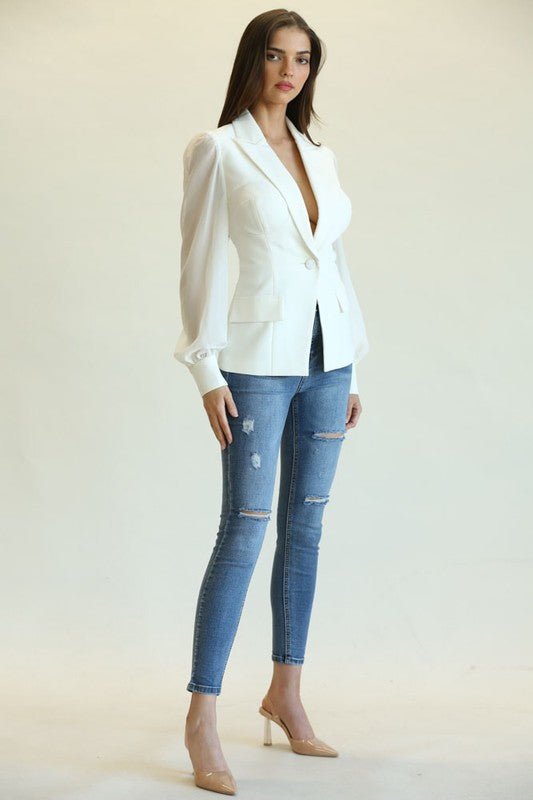 Back Cutout Front Closure Blazer - STYLED BY ALX COUTUREShirts & Tops