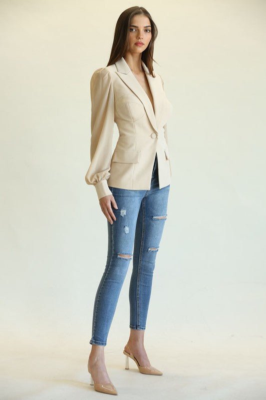 Back Cutout Front Closure Blazer - STYLED BY ALX COUTUREShirts & Tops