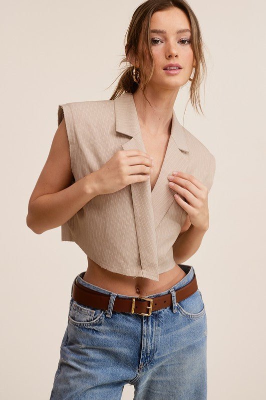 Beige Billie Cooper Vest - STYLED BY ALX COUTUREvest