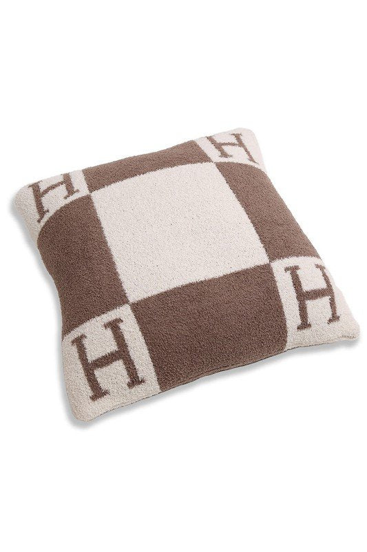 Beige H Patterned Cushion Cover - STYLED BY ALX COUTURECUSHION