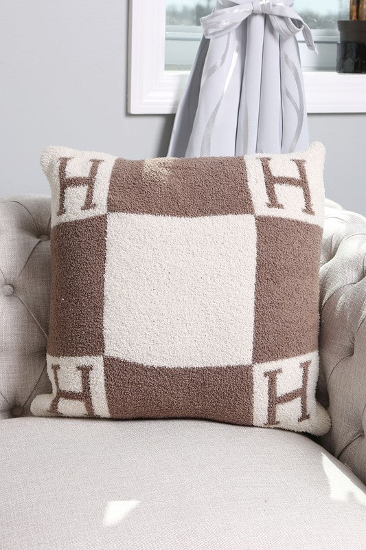 Beige H Patterned Cushion Cover - STYLED BY ALX COUTURECUSHION