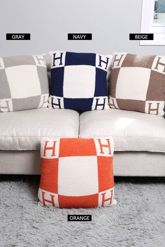 Beige H Patterned Cushion Cover - STYLED BY ALX COUTURECUSHION