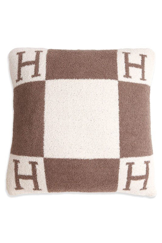 Beige H Patterned Cushion Cover - STYLED BY ALX COUTURECUSHION