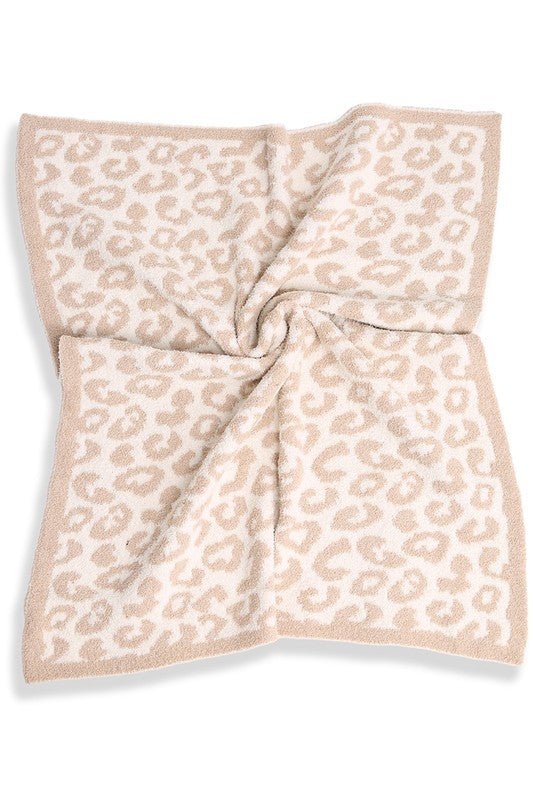 Beige Kids Leopard Print Soft Throw Blanket - STYLED BY ALX COUTUREBlankets