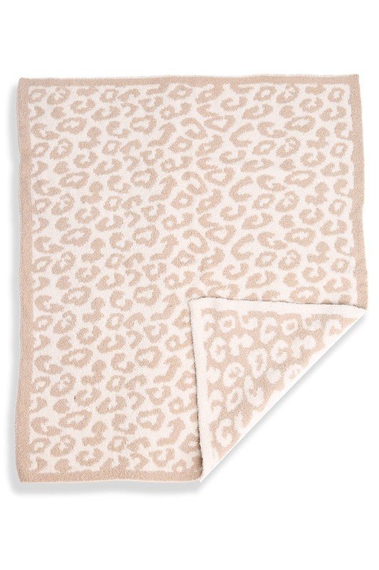 Beige Kids Leopard Print Soft Throw Blanket - STYLED BY ALX COUTUREBlankets