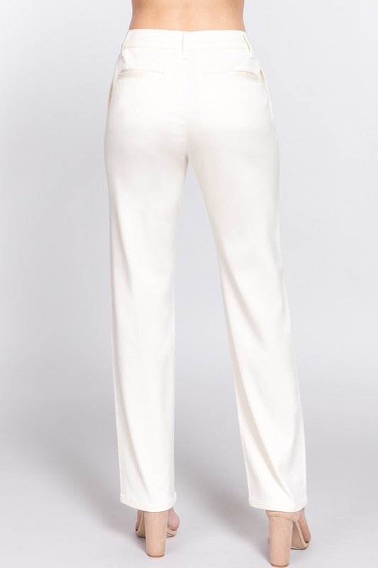 Beige Straight Fit Twill Long Pants - STYLED BY ALX COUTUREPANTS