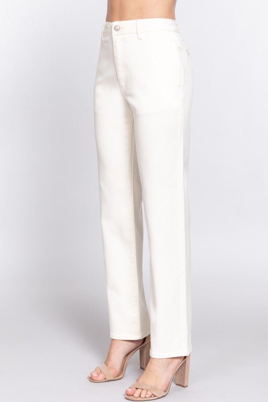 Beige Straight Fit Twill Long Pants - STYLED BY ALX COUTUREPANTS