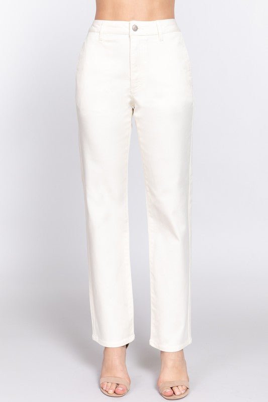 Beige Straight Fit Twill Long Pants - STYLED BY ALX COUTUREPANTS
