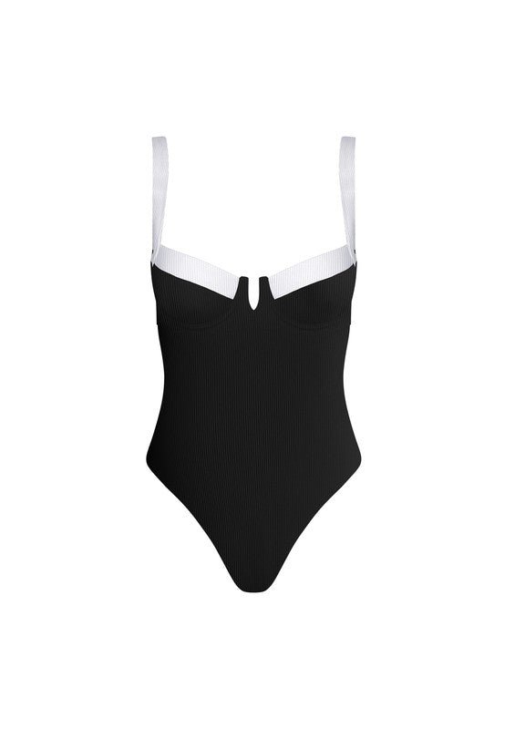 Black and White Grace One Piece Swimsuit - STYLED BY ALX COUTURESWIMWEAR