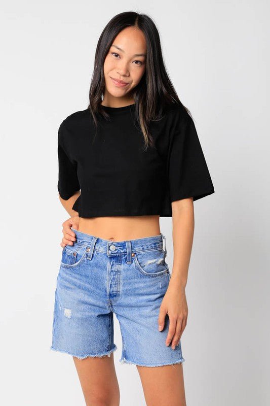Black Basic Crop T - shirt - STYLED BY ALX COUTUREShirts & Tops