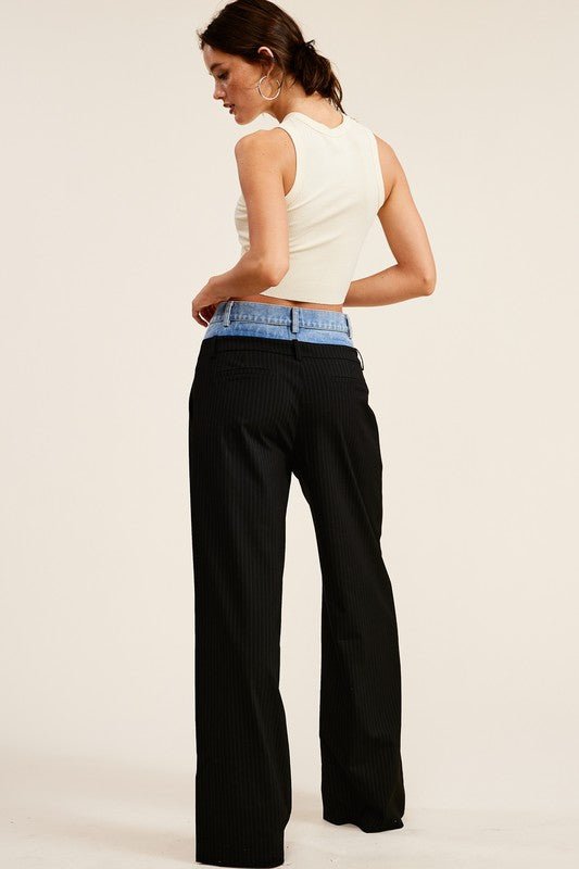 Black Billie Denim Waistband Trousers - STYLED BY ALX COUTUREPants