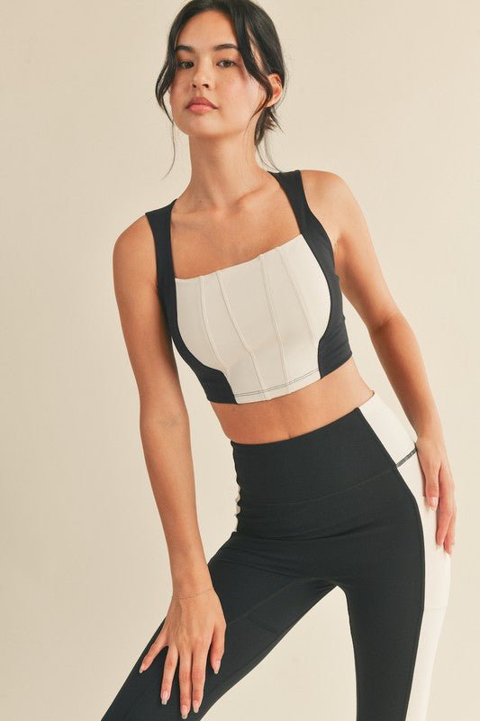 Black Bustier Inspired Crop Top Legging Set - STYLED BY ALX COUTUREOutfit Sets