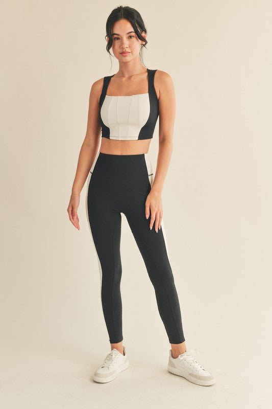 Black Bustier Inspired Crop Top Legging Set - STYLED BY ALX COUTUREOutfit Sets