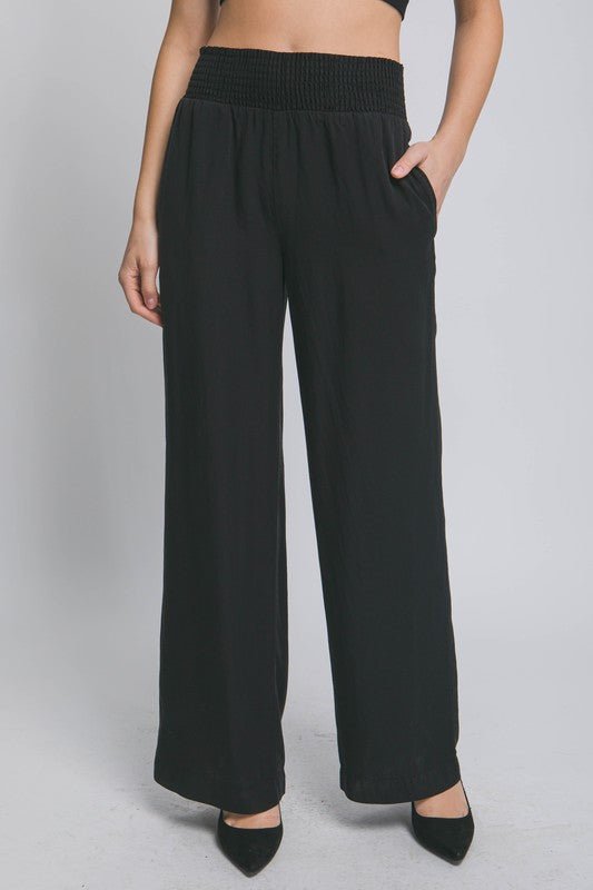 Black Casual Elastic Waistband Pants - STYLED BY ALX COUTUREPANTS