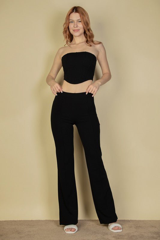 Black Corset Flare Pants Set - STYLED BY ALX COUTUREOutfit Sets