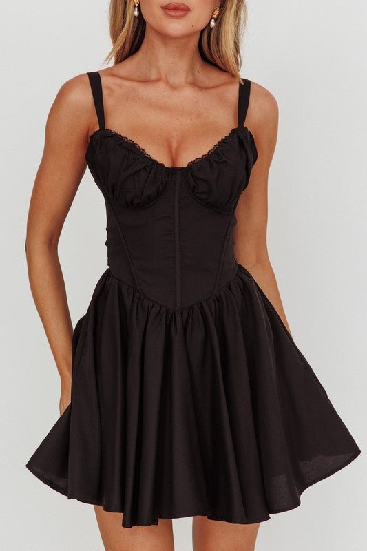 Black Corset Peplum Dress - STYLED BY ALX COUTUREDresses