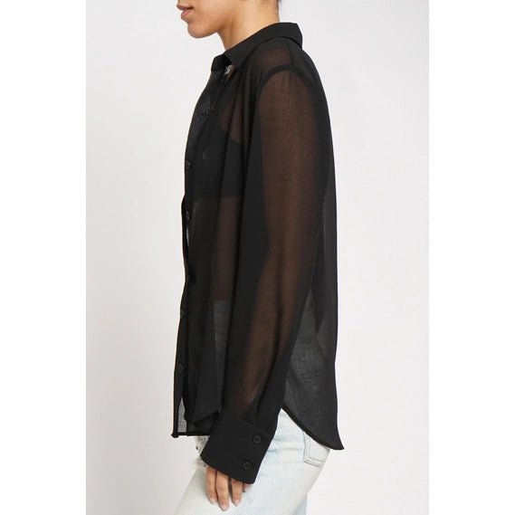 Black Crinkled Sheer Oversized Shirt - STYLED BY ALX COUTUREShirts & Tops