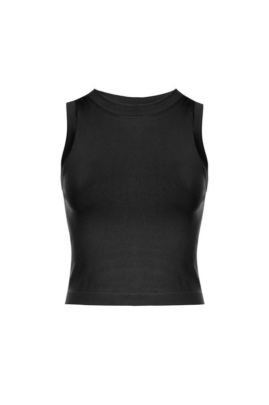 Black Cropped Seamless Muscle Tank - STYLED BY ALX COUTUREShirts & Tops