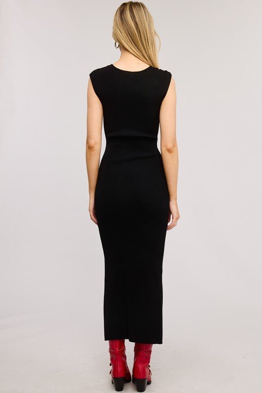 Black Cutout Slit Midi Dress - STYLED BY ALX COUTUREDresses