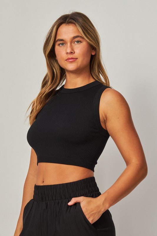 Black High Neck Crop Top - STYLED BY ALX COUTUREShirts & Tops