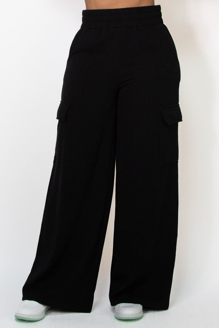 Black High - Rise Wide Elastic Cargo Pants - STYLED BY ALX COUTUREPANTS