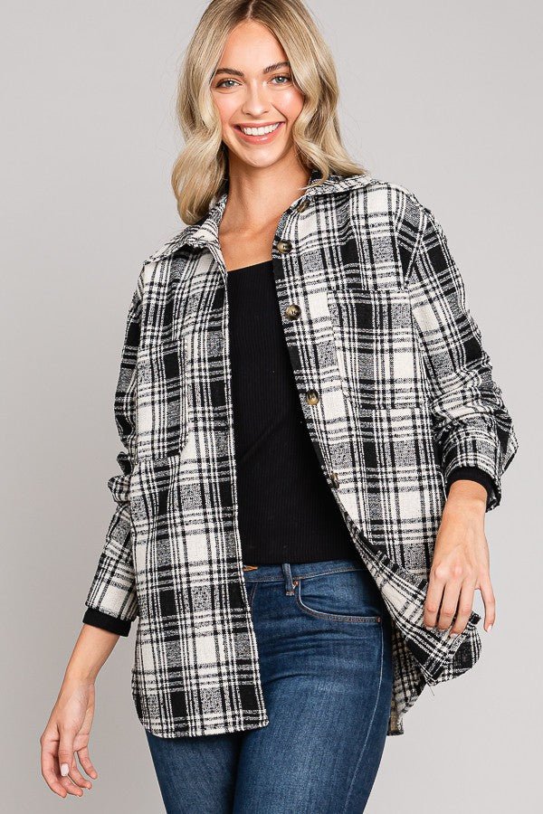 Black Ivory Tartan Tweed Shacket - STYLED BY ALX COUTURECoats & Jackets