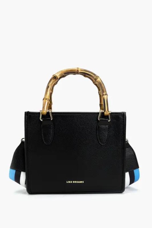 Black Kate Wooden Handle Western Strap Satchel - STYLED BY ALX COUTUREhandbags