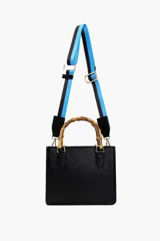 Black Kate Wooden Handle Western Strap Satchel - STYLED BY ALX COUTUREhandbags