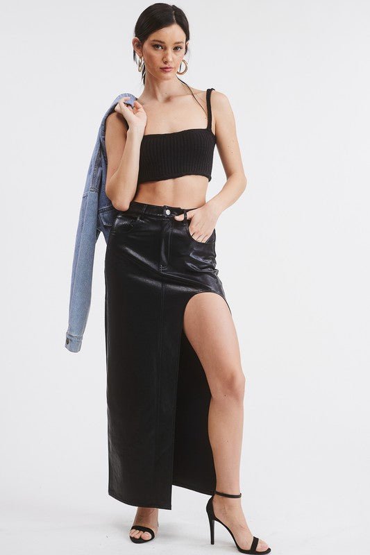 Black La Boca Leather Skirt - STYLED BY ALX COUTURESKIRTS