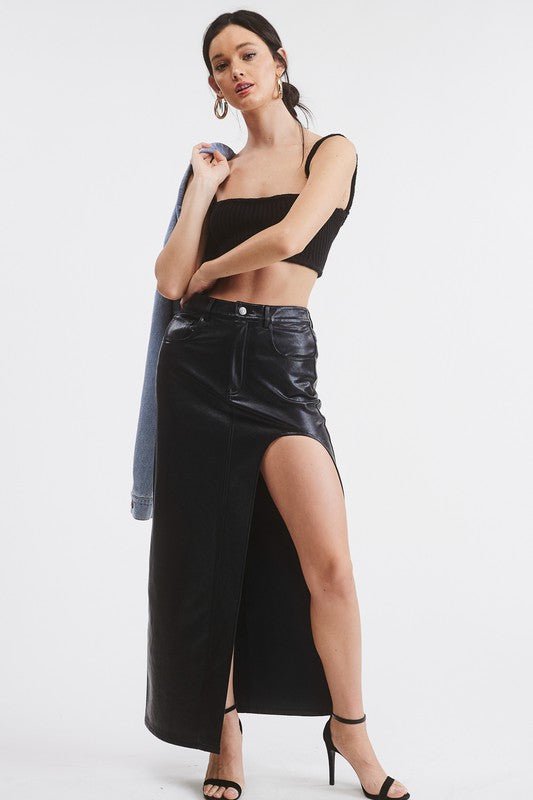 Black La Boca Leather Skirt - STYLED BY ALX COUTURESKIRTS