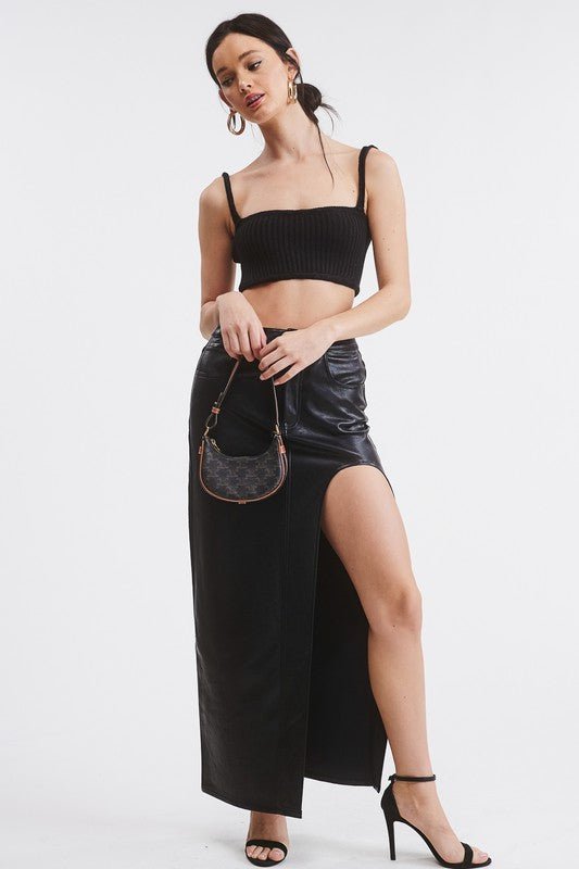 Black La Boca Leather Skirt - STYLED BY ALX COUTURESKIRTS