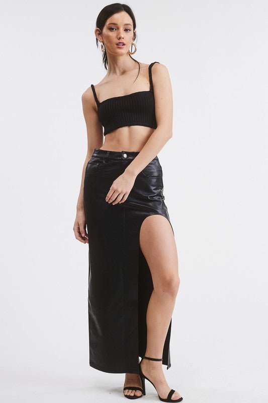 Black La Boca Leather Skirt - STYLED BY ALX COUTURESKIRTS