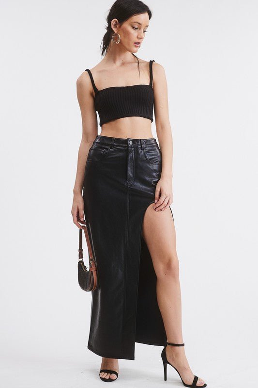 Black La Boca Leather Skirt - STYLED BY ALX COUTURESKIRTS