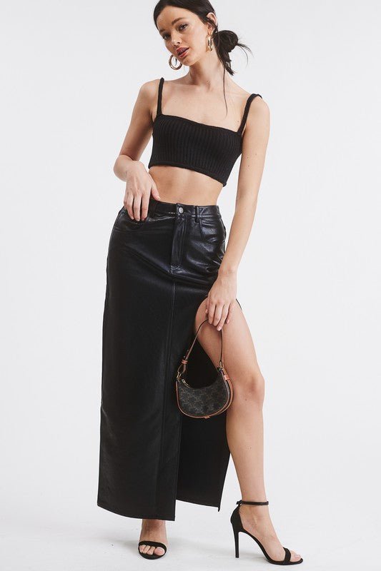 Black La Boca Leather Skirt - STYLED BY ALX COUTURESKIRTS