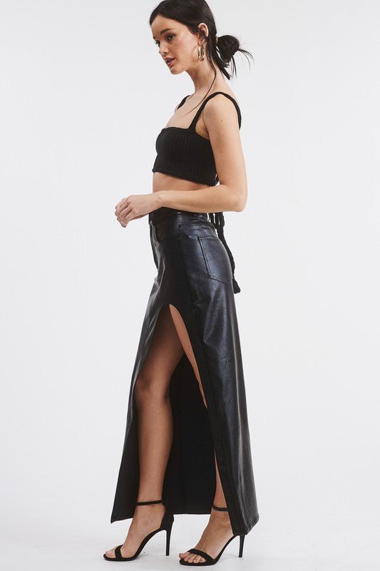 Black La Boca Leather Skirt - STYLED BY ALX COUTURESKIRTS